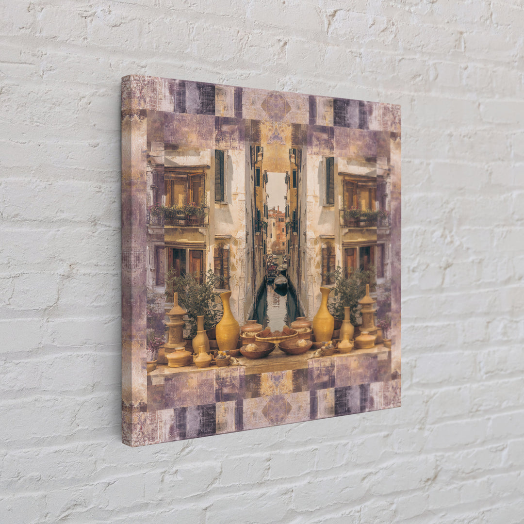 Venetian Canal Reflection Without City Crowd Canvas Print, Italian Villa Art, Large Wall Art, Living Room Decor, Villa, IVA-1x1-20