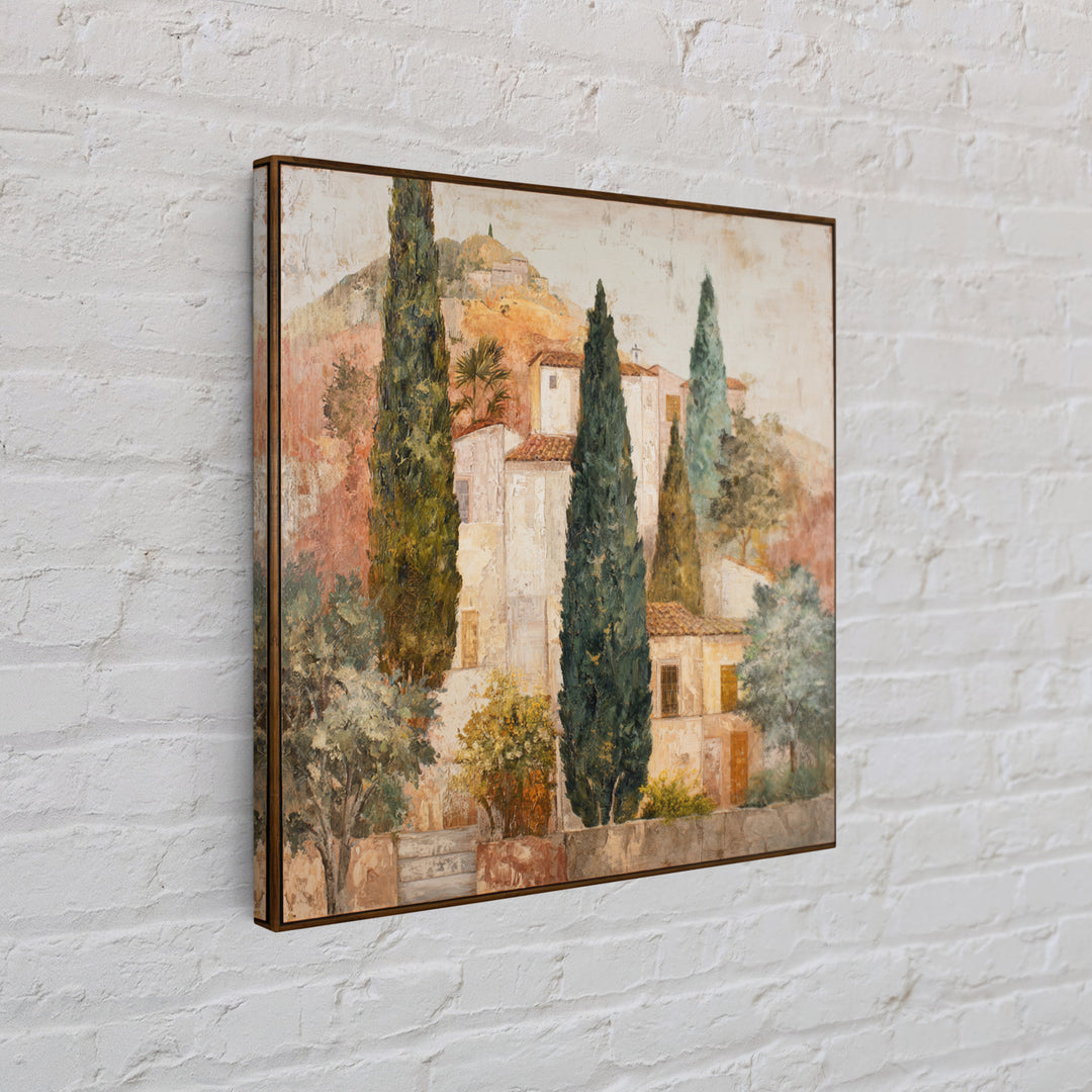 Tuscan Hillside with Cypress Trees and Golden Canvas Print, Italian Villa Art, Living Room Art, Living Room Decor, Villa, IVA-1x1-25