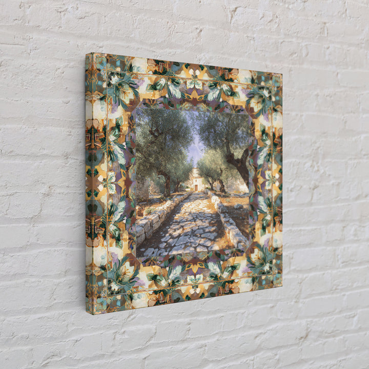 Olive Grove Path Framed Canvas Print, Italian Villa Art, Bedroom Wall Decor, Living Room Decor, Villa, Neutral Wall Art, IVA-1x1-27