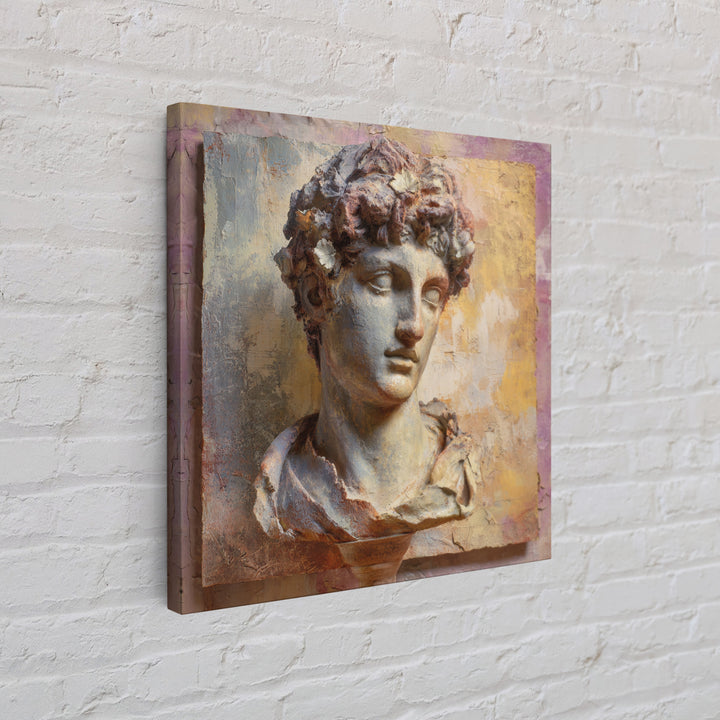 Classic Roman Statue Bust Canvas Print, Italian Villa Art, Living Room Decor, Watercolor Art, Villa, Living Room Art, IVA-1x1-36
