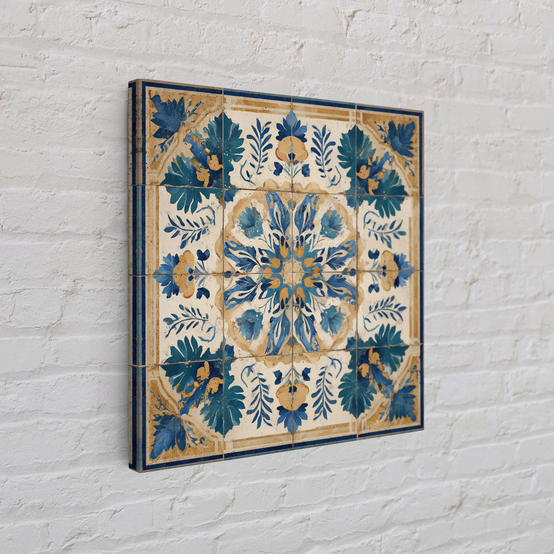 Italian Tile Pattern Framed Canvas Print, Italian Villa Art, Digital Download Art, Living Room Decor, Fine Art, Villa, IVA-1x1-41