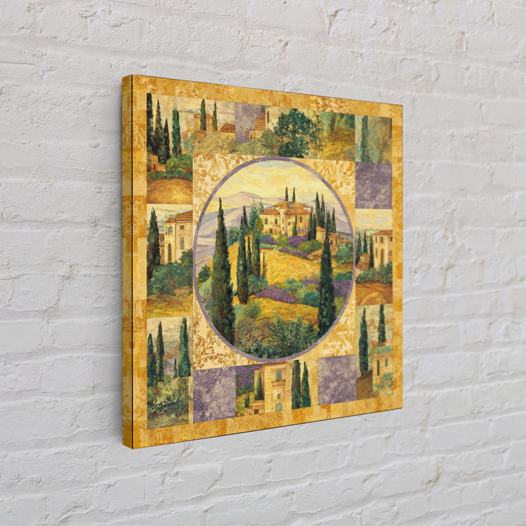 Tuscan Hillside with Cypress Trees and Golden Canvas Print, Italian Villa Art, Living Room Art, Living Room Decor, Villa, IVA-1x1-49