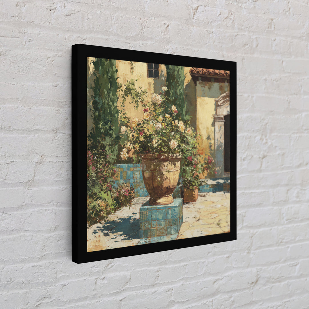 Italian Villa Garden Urn Canvas Print, Italian Villa Art, Landscape Art, Living Room Decor, Watercolor Art, Villa, IVA-1x1-54