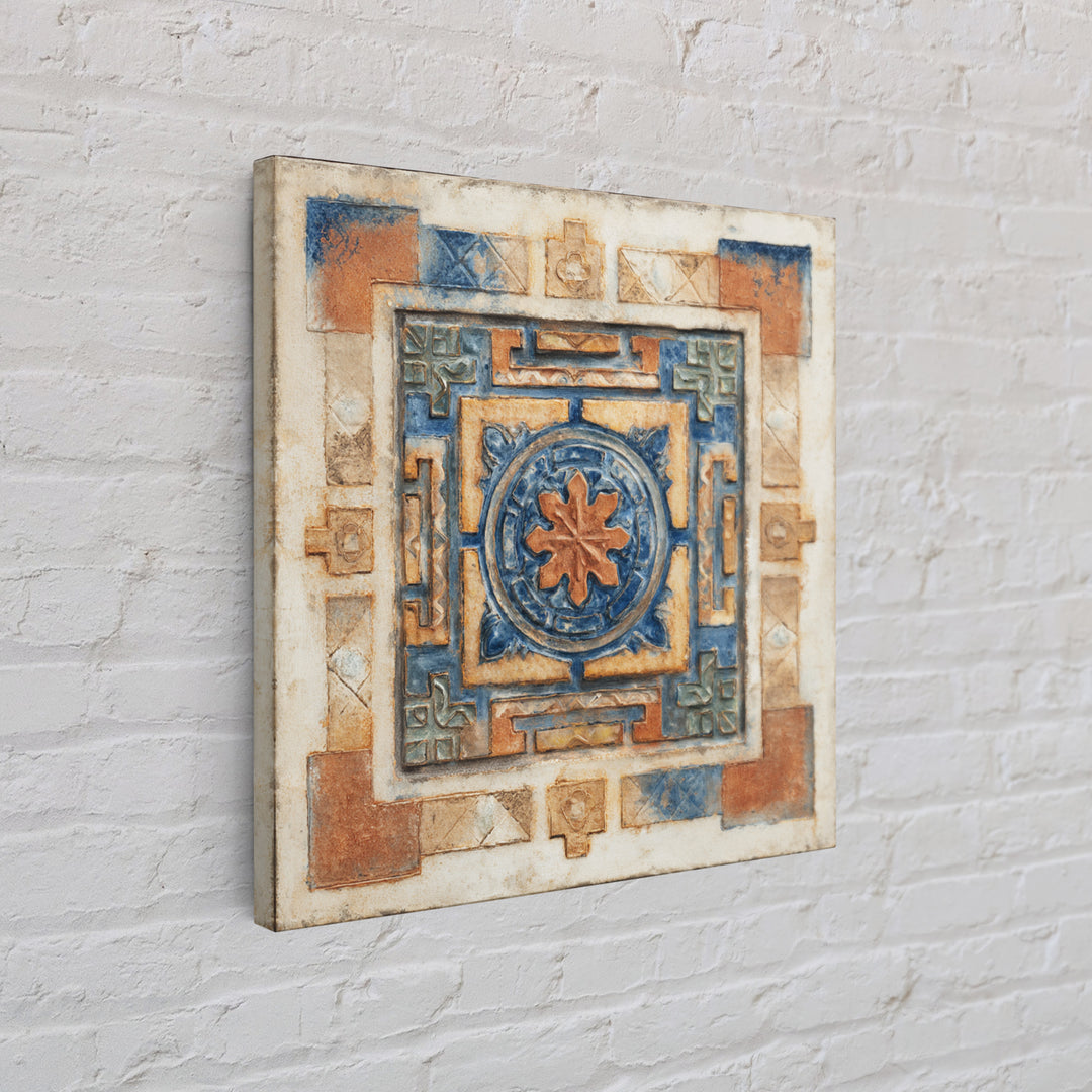 Italian Tile Pattern Framed Canvas Print, Italian Villa Art, Digital Download Art, Living Room Decor, Fine Art, Villa, IVA-1x1-65