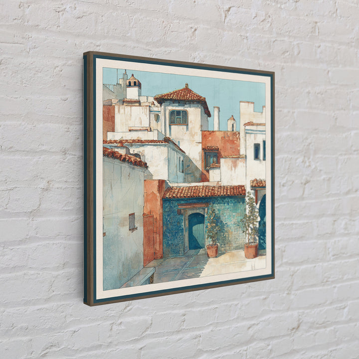 Terracotta Rooftops Against Pale Sky Canvas Print, Italian Villa Art, Neutral Wall Art, Living Room Decor, Fine Art, Villa, IVA-1x1-76