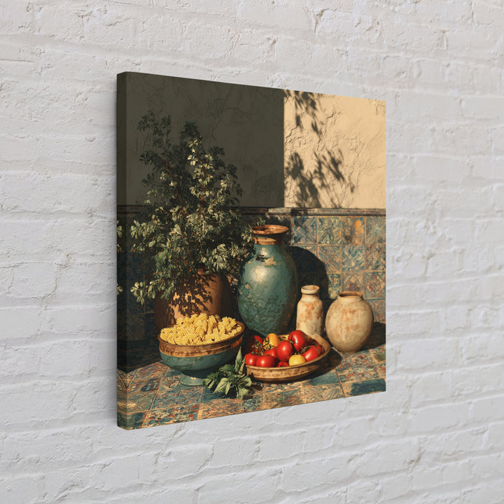 Pasta Herbs and Tomatoes Still Life Canvas Print, Italian Villa Art, Wall Decor, Living Room Decor, Fine Art, Villa, IVA-1x1-91