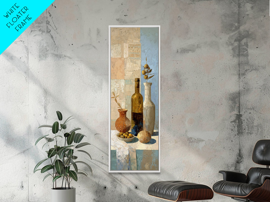 White Wine and Olives Still Life Canvas Print, Italian Villa Art, Wall Art Prints, Living Room Decor, Fine Art, Villa, IVA-1x3-100
