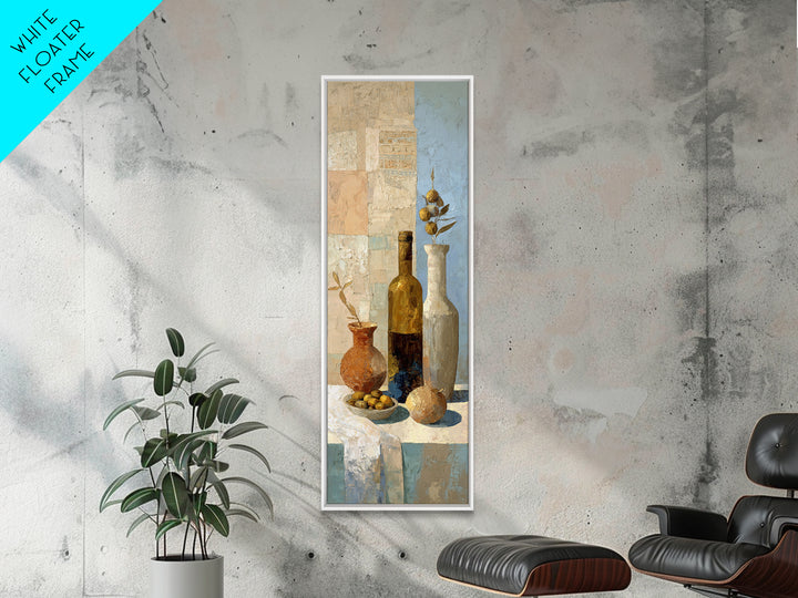 White Wine and Olives Still Life Canvas Print, Italian Villa Art, Wall Art Prints, Living Room Decor, Fine Art, Villa, IVA-1x3-100