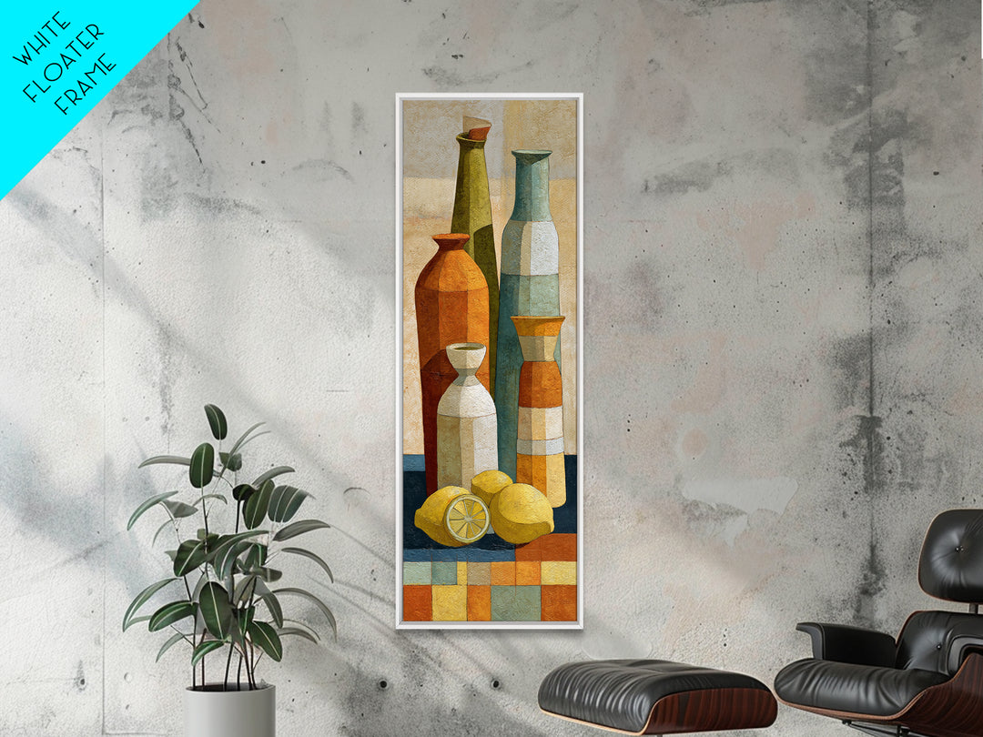 Coastal Lemons and Striped Cloth Arrangement Canvas Print, Italian Villa Art, Coastal Wall Decor, Living Room Decor, IVA-1x3-12