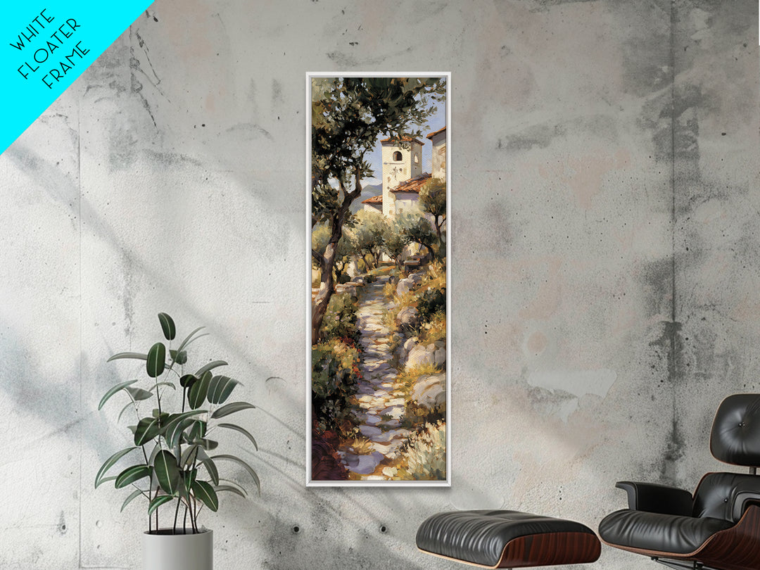 Olive Grove Path Framed Canvas Print, Italian Villa Art, Landscape Print, Living Room Decor, Abstract Art, Villa, IVA-1x3-15