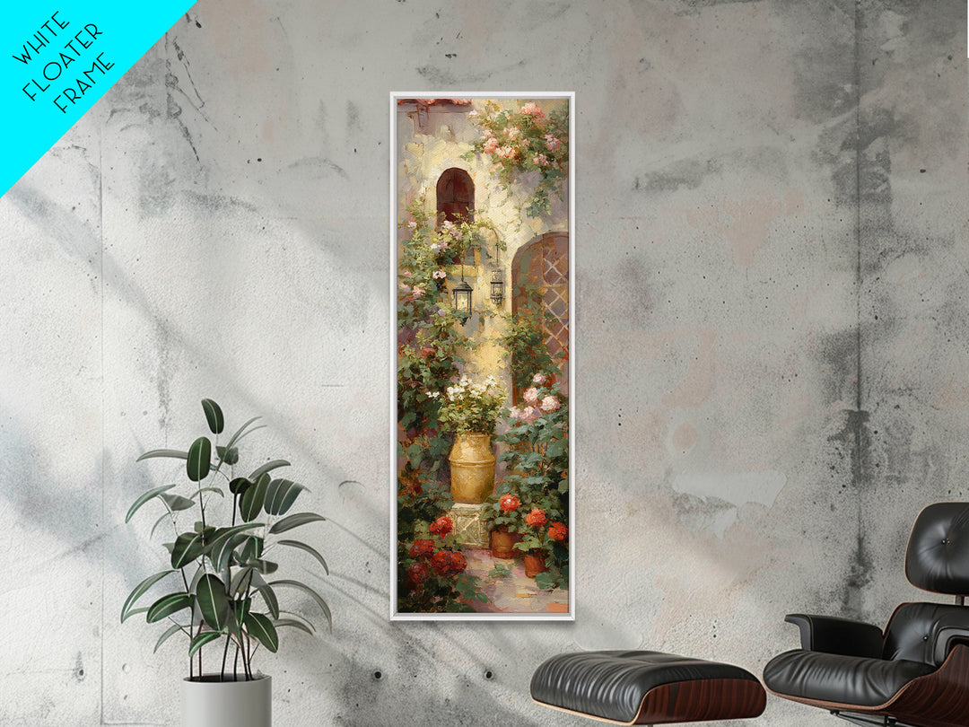 Italian Villa Garden Urn Canvas Print, Italian Villa Art, Landscape Art, Living Room Decor, Oil Painting, Villa, IVA-1x3-18