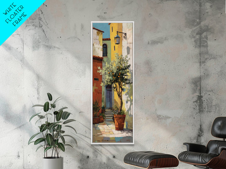 Orange Tree in a Courtyard Planter Canvas Print, Italian Villa Art, Coastal Decor, Living Room Decor, Fine Art, Villa, IVA-1x3-2