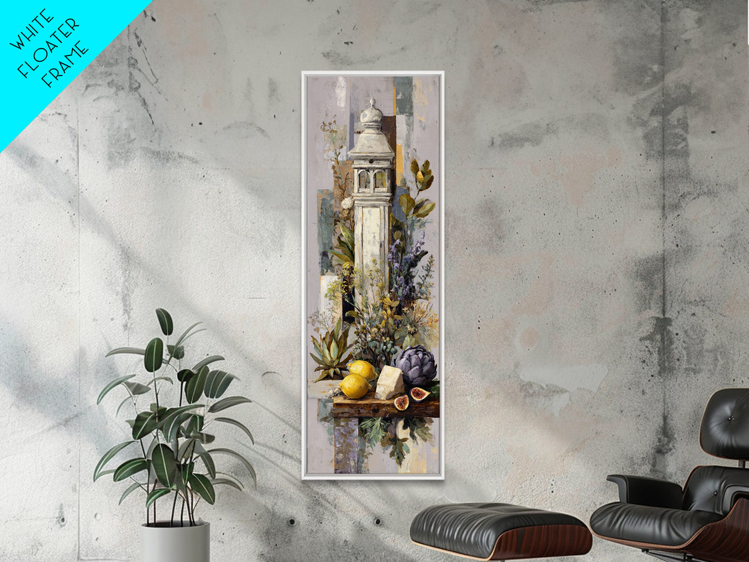 Figs and Cheese on Rustic Wooden Board Canvas Print, Italian Villa Art, Landscape Art, Living Room Decor, Watercolor Art, Villa, IVA-1x3-21