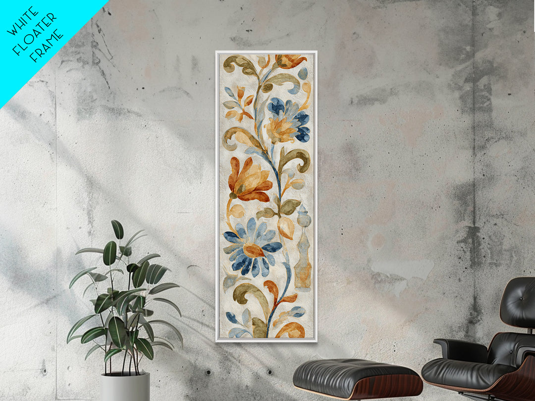 Florentine Floral Ornament Pattern Canvas Print, Italian Villa Art, Coastal Wall Art, Living Room Decor, Oil Painting, Villa, IVA-1x3-22