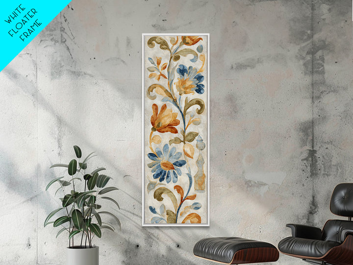 Florentine Floral Ornament Pattern Canvas Print, Italian Villa Art, Coastal Wall Art, Living Room Decor, Oil Painting, Villa, IVA-1x3-22
