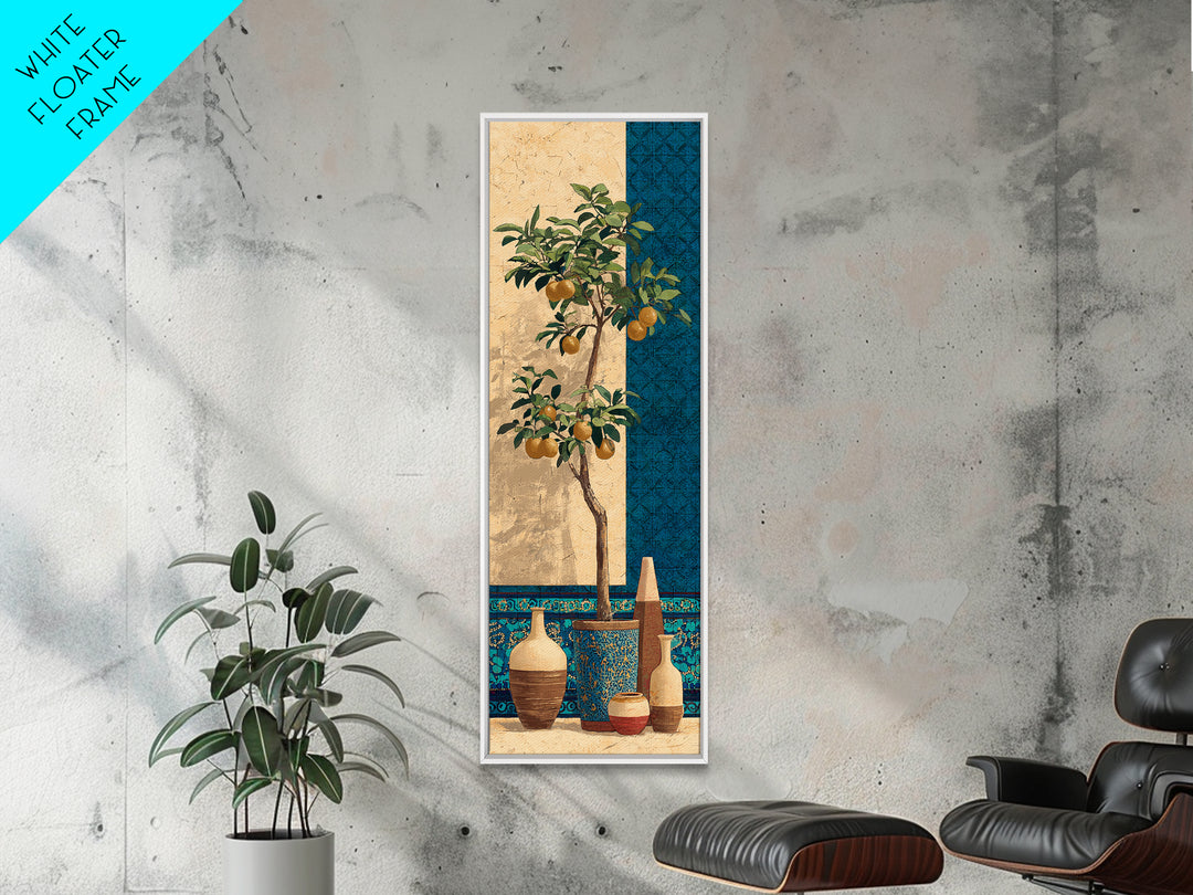 Orange Tree in a Courtyard Planter Canvas Print, Italian Villa Art, Coastal Decor, Living Room Decor, Fine Art, Villa, IVA-1x3-26