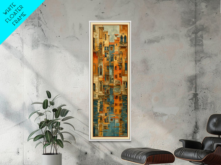 Venetian Canal Reflection Without City Crowd Canvas Print, Italian Villa Art, Rustic Home Decor, Living Room Decor, Villa, IVA-1x3-32