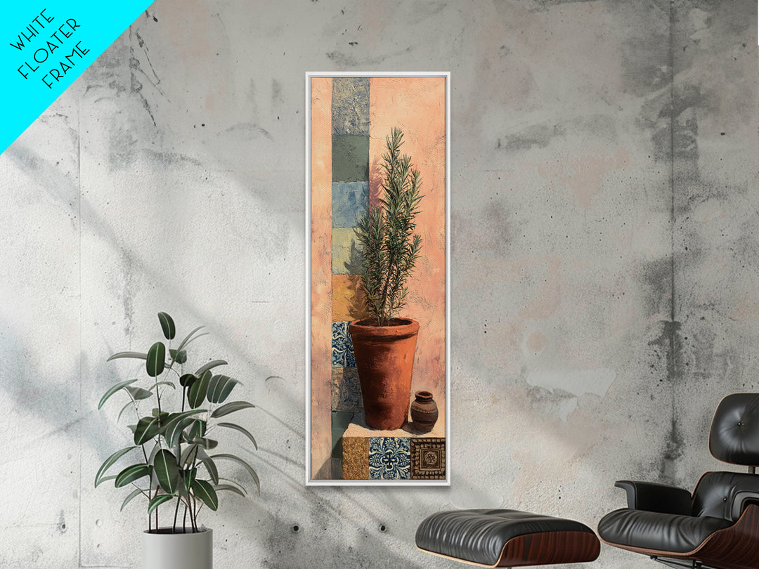 Terra Cotta Pot Framed Canvas Print, Italian Villa Art, Farmhouse Wall Art, Living Room Decor, Watercolor Art, Villa, IVA-1x3-34