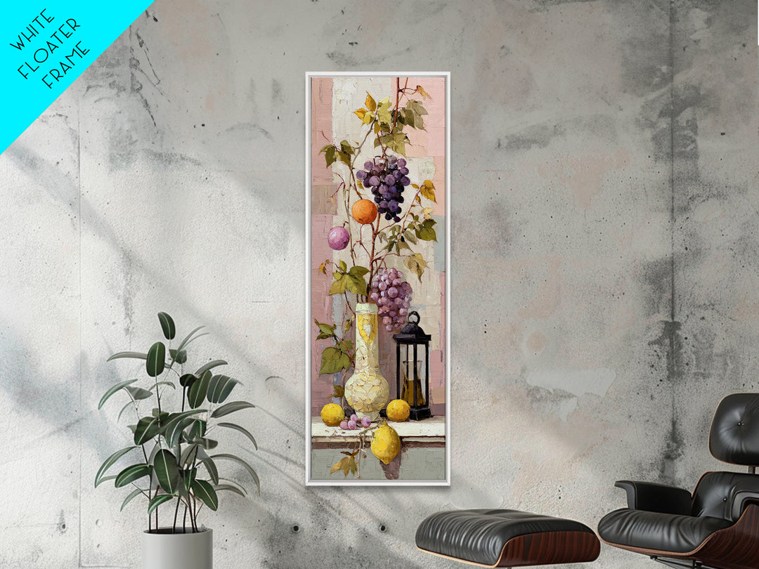 Grapevine and Wine Still Life on Linen Canvas Print, Italian Villa Art, Wall Decor, Living Room Decor, Abstract Art, Villa, IVA-1x3-43