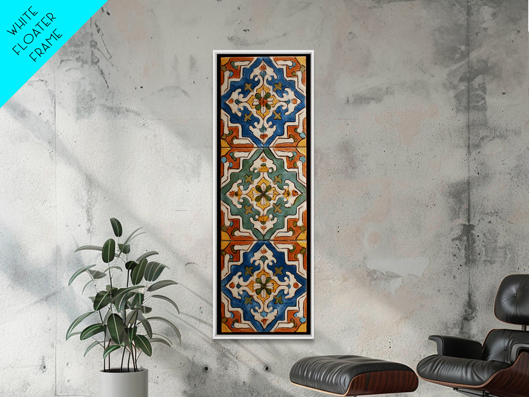 Italian Tile Pattern Framed Canvas Print, Italian Villa Art, Digital Download Art, Living Room Decor, Fine Art, Villa, IVA-1x3-53