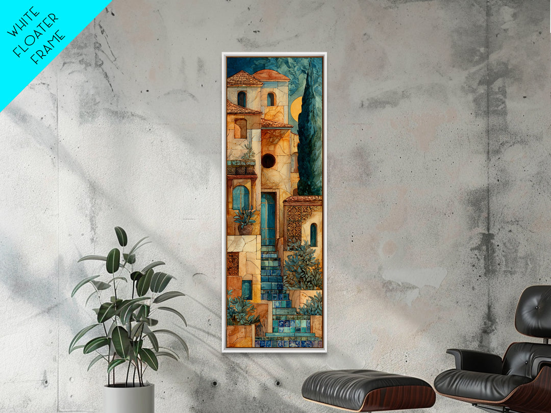 Cypress Silhouette at Sunset Canvas Print, Italian Villa Art, Coastal Wall Decor, Living Room Decor, Abstract Art, Villa, IVA-1x3-57