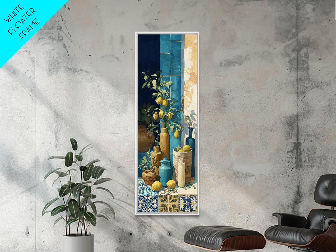 Coastal Lemons and Striped Cloth Arrangement Canvas Print, Italian Villa Art, Gallery Decor, Living Room Decor, Abstract Art, IVA-1x3-60