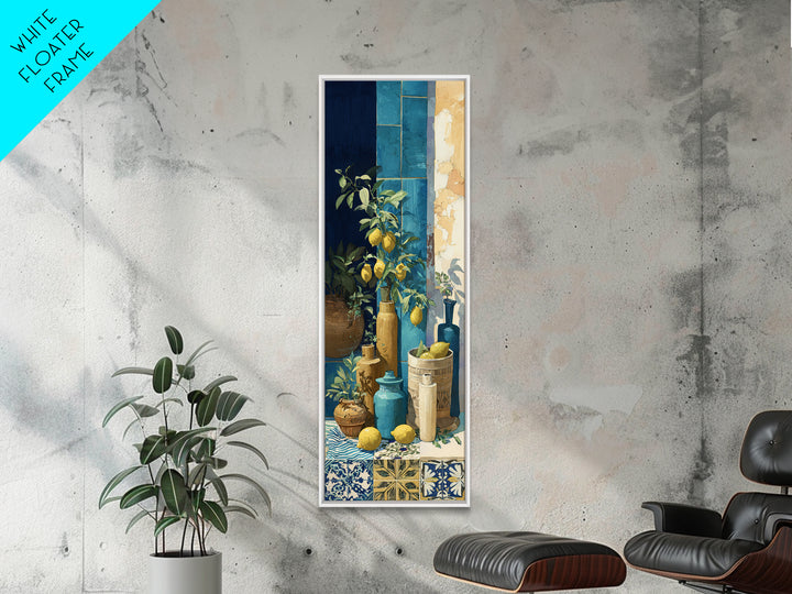 Coastal Lemons and Striped Cloth Arrangement Canvas Print, Italian Villa Art, Gallery Decor, Living Room Decor, Abstract Art, IVA-1x3-60