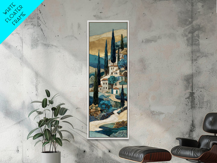 Tuscan Hillside with Cypress Trees and Golden Canvas Print, Italian Villa Art, Digital Art Print, Living Room Decor, Villa, IVA-1x3-61