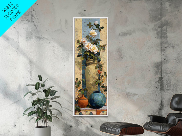 Italian Villa Garden Urn Framed Canvas Print, Italian Villa Art, Travel Poster, Living Room Decor, Watercolor Art, Villa, IVA-1x3-66