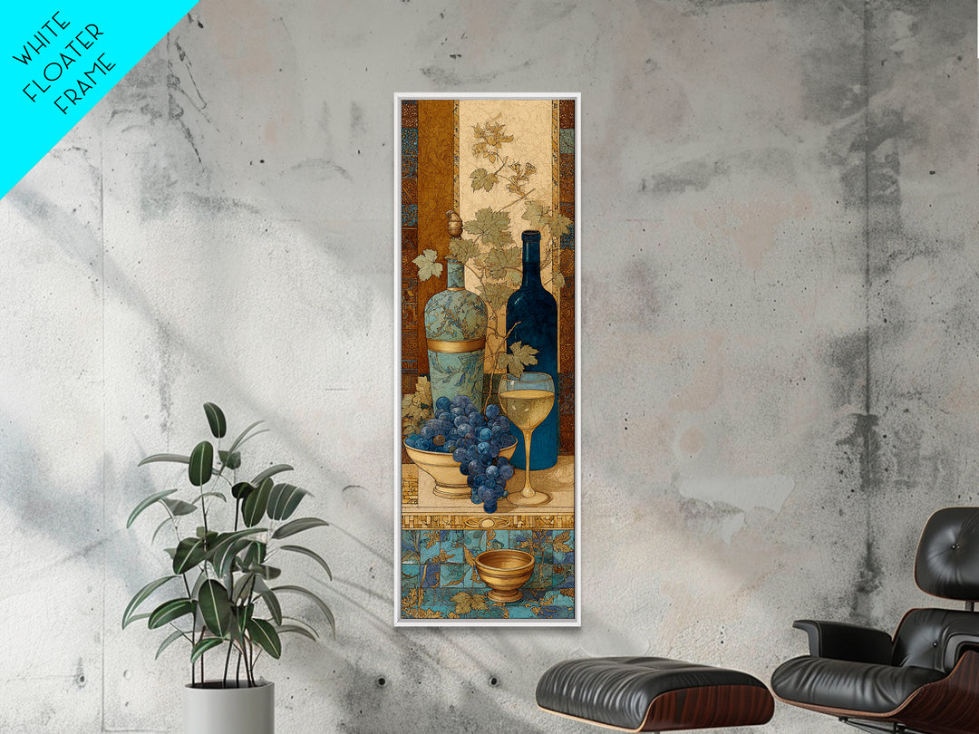 Grapevine and Wine Still Life on Linen Canvas Print, Italian Villa Art, Minimalist Decor, Living Room Decor, Abstract Art, IVA-1x3-67