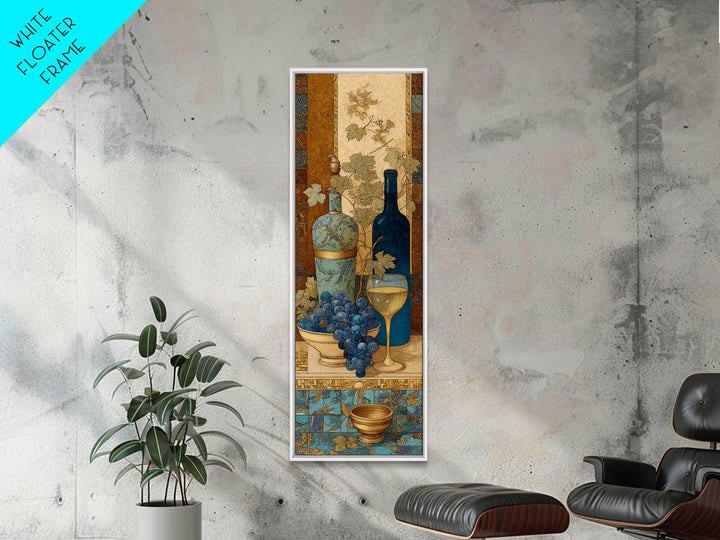 Grapevine and Wine Still Life on Linen Canvas Print, Italian Villa Art, Minimalist Decor, Living Room Decor, Abstract Art, IVA-1x3-67
