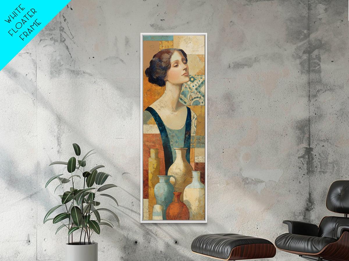 Renaissance Inspired Portrait with Modern Softness Canvas Print, Italian Villa Art, Coastal Wall Decor, Living Room Decor, IVA-1x3-78