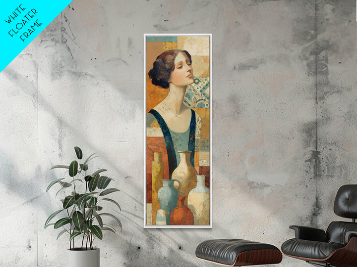 Renaissance Inspired Portrait with Modern Softness Canvas Print, Italian Villa Art, Coastal Wall Decor, Living Room Decor, IVA-1x3-78