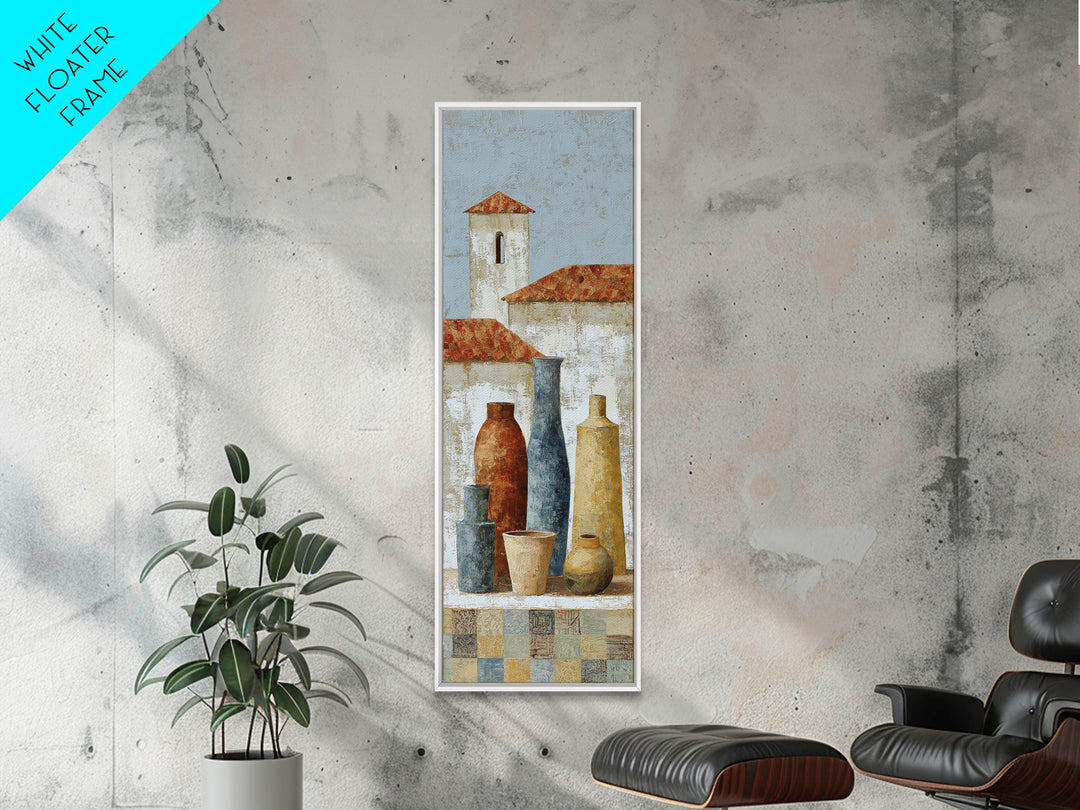 Terracotta Rooftops Against Pale Sky Canvas Print, Italian Villa Art, Minimalist Decor, Living Room Decor, Fine Art, Villa, IVA-1x3-88