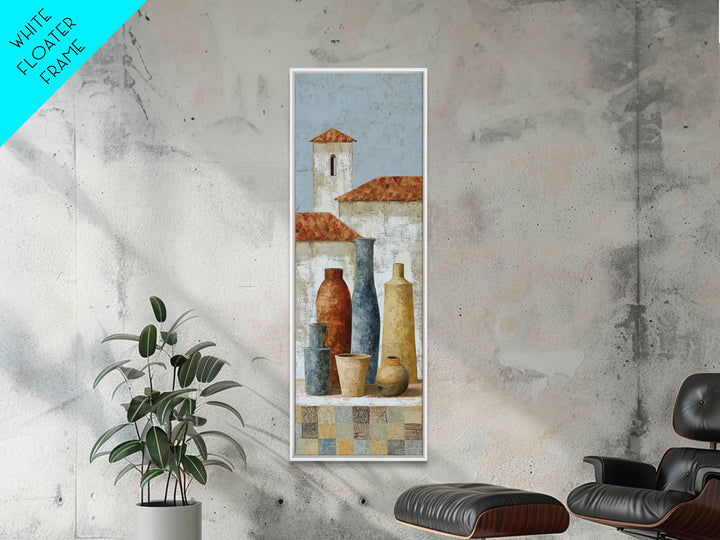 Terracotta Rooftops Against Pale Sky Canvas Print, Italian Villa Art, Minimalist Decor, Living Room Decor, Fine Art, Villa, IVA-1x3-88