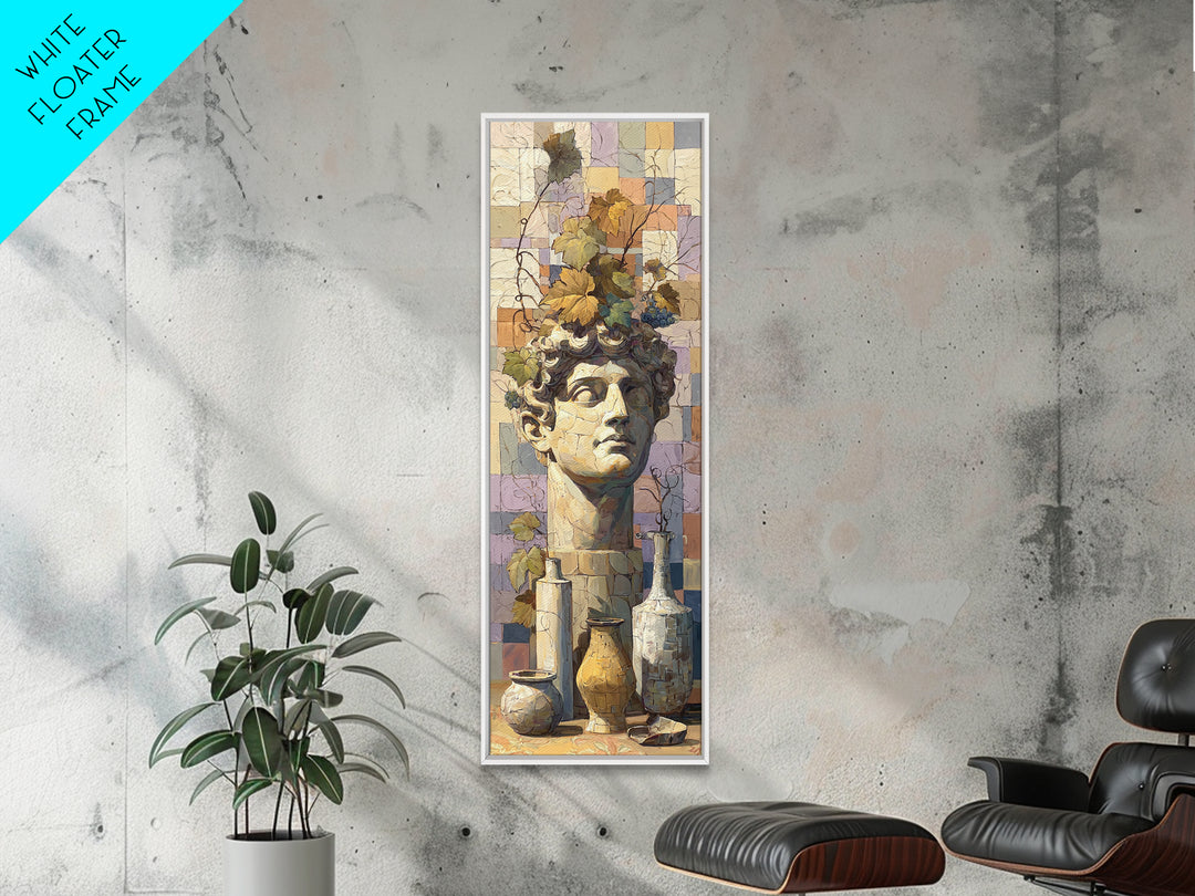 Classic Roman Statue Bust Framed Canvas Print, Italian Villa Art, Printable Wall Art, Living Room Decor, Abstract Art, Villa, IVA-1x3-96
