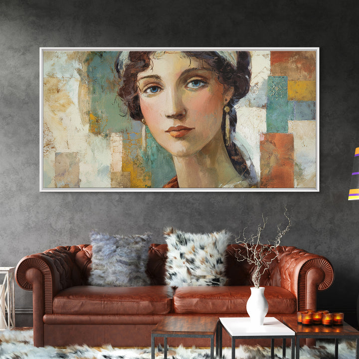 Renaissance Inspired Portrait with Modern Softness Canvas Print, Italian Villa Art, Landscape Print, Living Room Decor, Villa, IVA-2x1-14