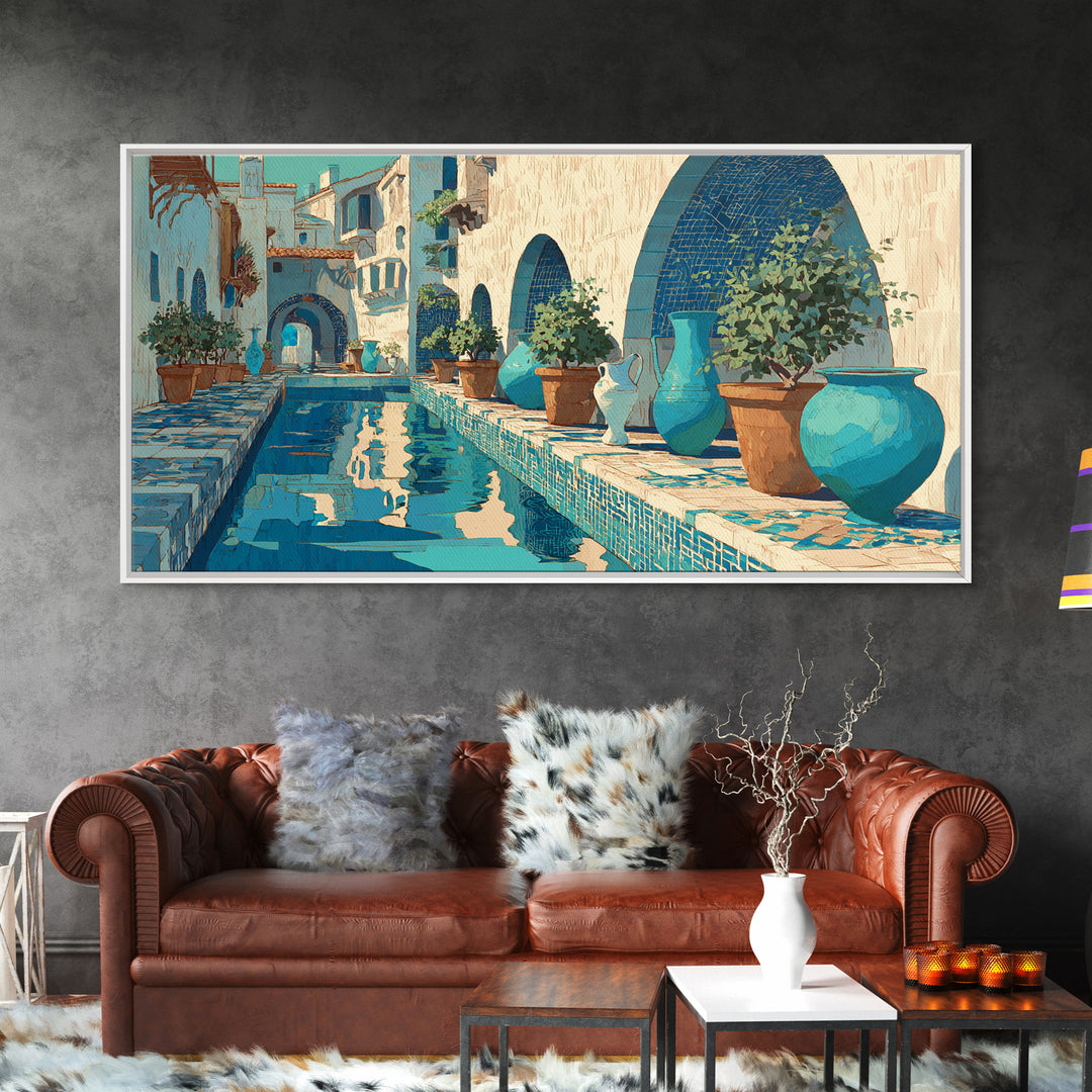 Venetian Canal Reflection Without City Crowd Framed Canvas Print, Italian Villa Art, Neutral Decor, Living Room Decor, Villa, IVA-2x1-16
