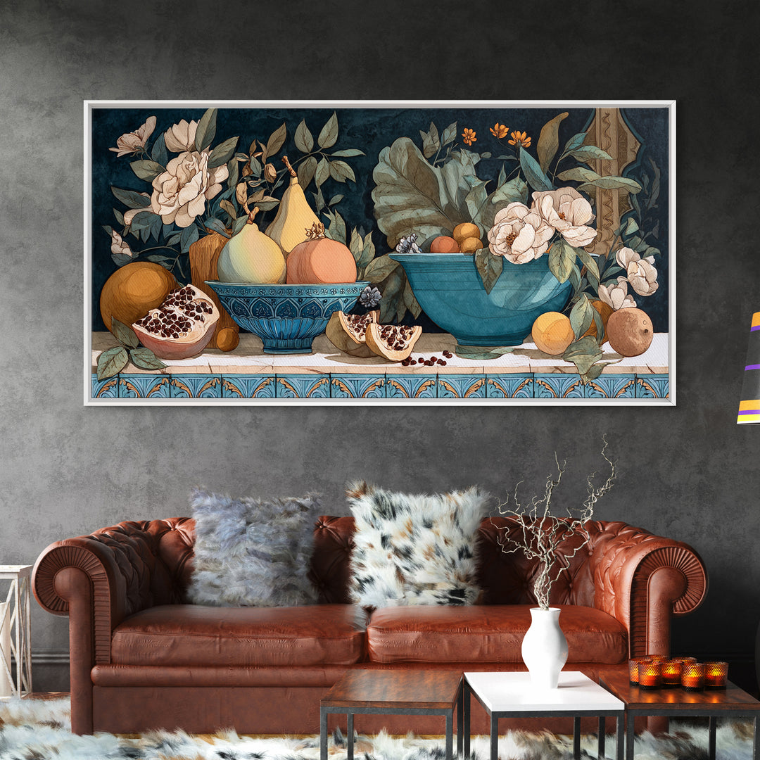 Marble Fruit Still Life Framed Canvas Print, Italian Villa Art, Gallery Wall Set, Living Room Decor, Fine Art, Villa, IVA-2x1-19