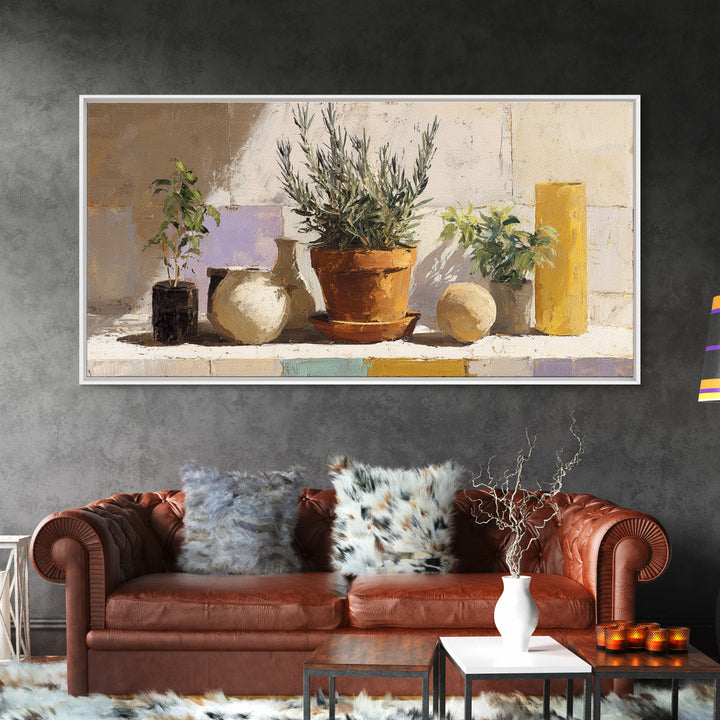 Terra Cotta Pot Framed Canvas Print, Italian Villa Art, Digital Art Print, Living Room Decor, Fine Art, Villa, Luxury Decor, IVA-2x1-42