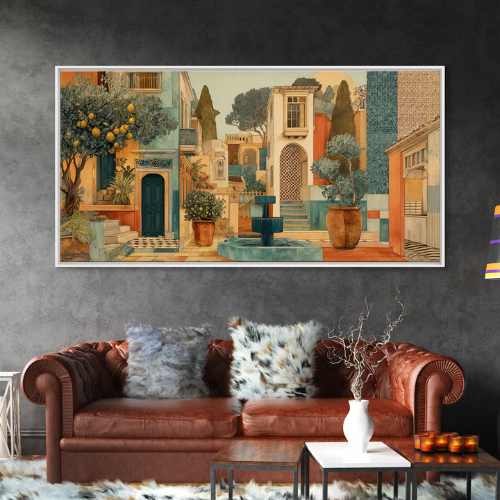Coastal Lemons and Striped Cloth Arrangement Canvas Print, Italian Villa Art, Art Print, Living Room Decor, Abstract Art, Villa, IVA-2x1-44