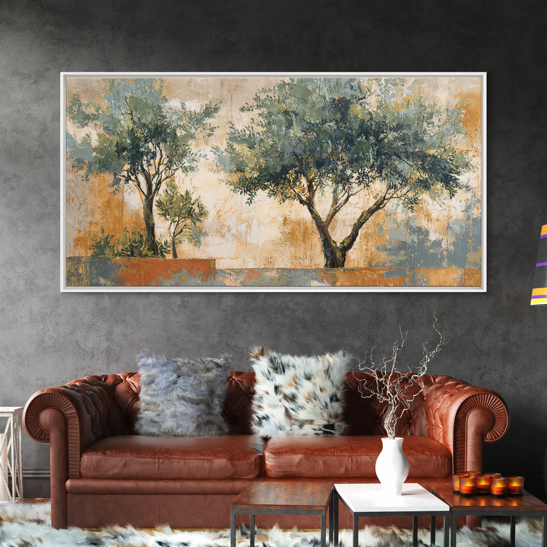 Olive Grove Path Canvas Print, Italian Villa Art, Framed Wall Art, Living Room Decor, Oil Painting, Villa, Colorful Wall Art, IVA-2x1-47