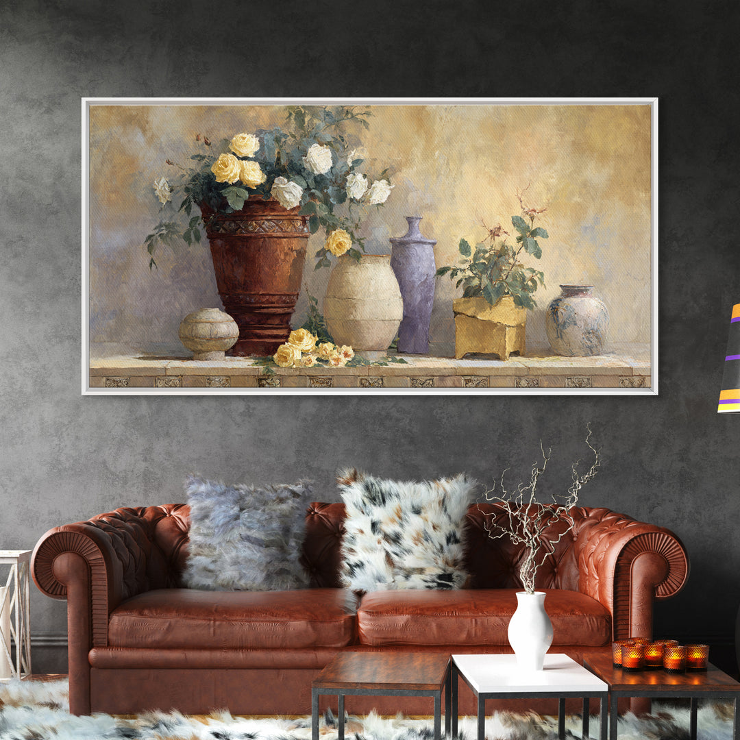 Italian Villa Garden Urn Canvas Print, Italian Villa Art, Art Print, Living Room Decor, Watercolor Art, Villa, Printable Art, IVA-2x1-74