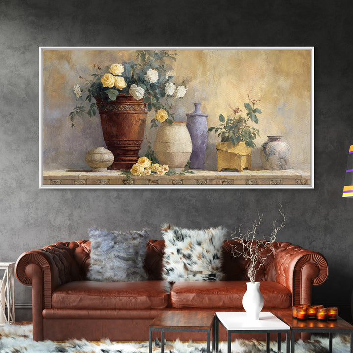 Italian Villa Garden Urn Canvas Print, Italian Villa Art, Art Print, Living Room Decor, Watercolor Art, Villa, Printable Art, IVA-2x1-74