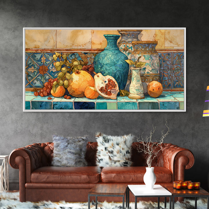 Marble Fruit Still Life Framed Canvas Print, Italian Villa Art, Contemporary Art, Living Room Decor, Fine Art, Villa, IVA-2x1-91