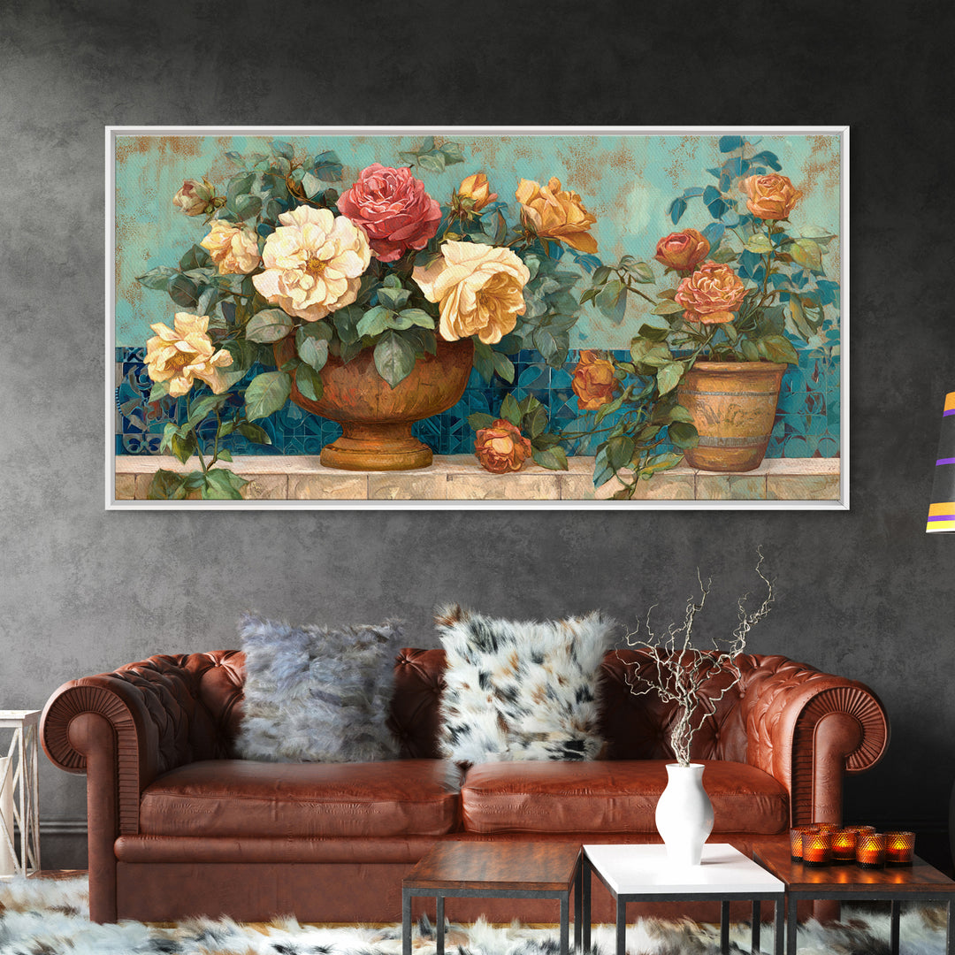 Italian Villa Garden Urn Canvas Print, Italian Villa Art, Art Print, Living Room Decor, Watercolor Art, Villa, Printable Art, IVA-2x1-98