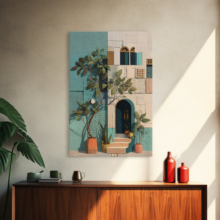 Figs and Cheese on Rustic Wooden Board Framed Canvas Print, Italian Villa Art, Modern Decor, Living Room Decor, Abstract Art, IVA-2x3-17