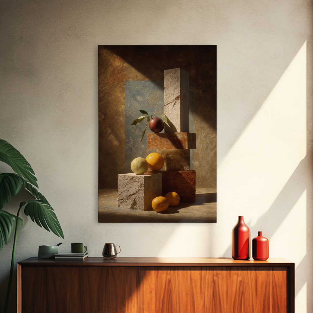 Marble Fruit Still Life Canvas Print, Italian Villa Art, Coastal Decor, Living Room Decor, Fine Art, Villa, Landscape Print, IVA-2x3-31