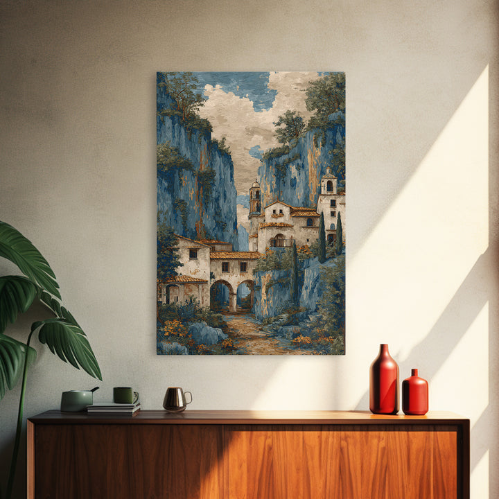 Amalfi Coast Cliffs Canvas Print, Italian Villa Art, Fine Art Print, Living Room Decor, Fine Art, Villa, Original Painting, IVA-2x3-45