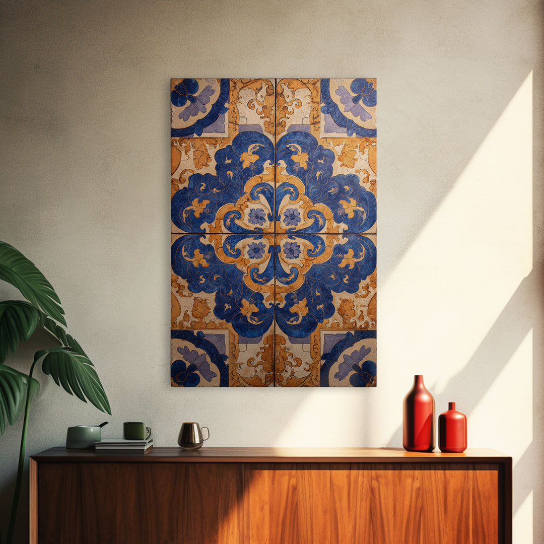 Italian Tile Pattern Canvas Print, Italian Villa Art, Statement Artwork, Living Room Decor, Fine Art, Villa, Oil Painting, IVA-2x3-49